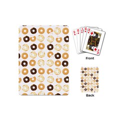 Donuts Pattern With Bites Bright Pastel Blue And Brown Cropped Sweatshirt Playing Cards (mini) by genx