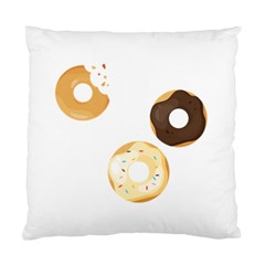 Donuts Pattern With Bites 3xframe Donuts Pattern With Bites Dark Brown Background Onlydonuts Pattern With Bites Brown And Beige Chocolate Doughnuts Standard Cushion Case (two Sides) by genx