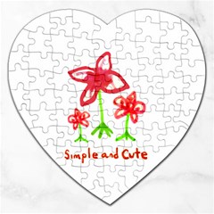 Flowers And Cute Phrase Pencil Drawing Jigsaw Puzzle (heart) by dflcprintsclothing