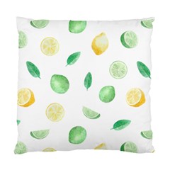 Lemon And Limes Yellow Green Watercolor Fruits With Citrus Leaves Pattern Standard Cushion Case (two Sides) by genx