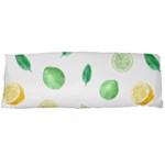 Lemon and limes yellow green watercolor fruits with citrus leaves Pattern Body Pillow Case Dakimakura (Two Sides) Front