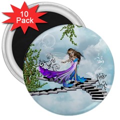 Cute Fairy Dancing On A Piano 3  Magnets (10 Pack)  by FantasyWorld7