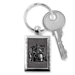 Odin On His Throne With Ravens Wolf On Black Stone Texture Key Chains (rectangle)  by snek