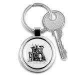 Odin on his Throne with ravens wolf on black stone texture Key Chains (Round)  Front