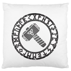 Thor Hammer With Runes Valhalla Tristella Viking Norse Mythology Mjolnir  Large Flano Cushion Case (two Sides) by snek