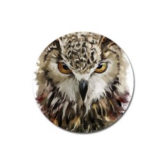 Vector Hand Painted Owl Magnet 3  (round) by Sudhe