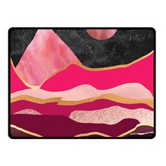 Pink And Black Abstract Mountain Landscape Fleece Blanket (small) by charliecreates