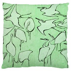 Katsushika Hokusai, Egrets From Quick Lessons In Simplified Drawing Large Flano Cushion Case (one Side) by Valentinaart