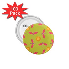 Dragonfly Sun Flower Seamlessly 1 75  Buttons (100 Pack)  by HermanTelo