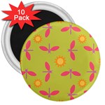 Dragonfly Sun Flower Seamlessly 3  Magnets (10 pack)  Front