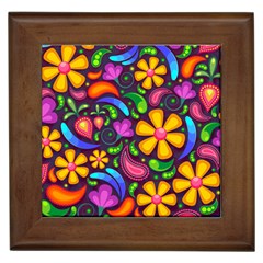 Floral Paisley Background Flower Purple Framed Tiles by HermanTelo