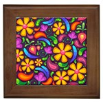 Floral Paisley Background Flower Purple Framed Tiles Front