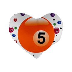 Billiard Ball Ball Game Pink Orange Standard 16  Premium Heart Shape Cushions by HermanTelo