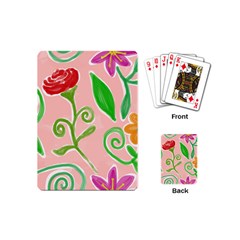 Background Colorful Floral Flowers Playing Cards (mini) by HermanTelo