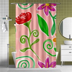 Background Colorful Floral Flowers Shower Curtain 48  X 72  (small)  by HermanTelo