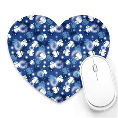 White Flowers Summer Plant Heart Mousepads by HermanTelo