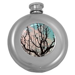 Fruit Tree Silhouette Aesthetic Round Hip Flask (5 Oz) by Pakrebo