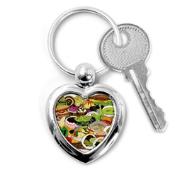 Eat Food Background Art Color Key Chain (heart) by Pakrebo