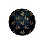 Golden Glitter Skeleton Gothic Rubber Round Coaster (4 pack)  Front