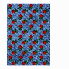 Blue Denim And Roses Small Garden Flag (two Sides) by snowwhitegirl