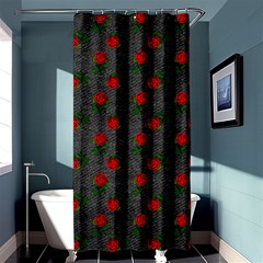 Black Denim And Roses Shower Curtain 36  X 72  (stall)  by snowwhitegirl