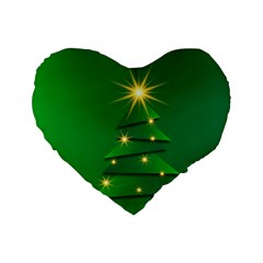 Christmas Tree Green Standard 16  Premium Heart Shape Cushions by HermanTelo