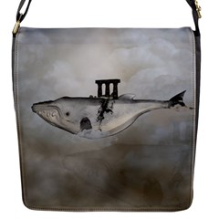 Awesome Whale In The Sky Flap Closure Messenger Bag (s) by FantasyWorld7