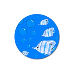 Fish School Bubbles Underwater Sea Magnet 3  (round) by HermanTelo