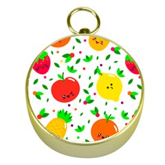 Pattern Fruits Orange Green Gold Compasses by HermanTelo