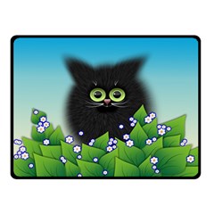 Kitten Black Furry Illustration Double Sided Fleece Blanket (small)  by Sapixe