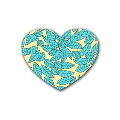 Leaves Dried Rubber Coaster (heart)  by Mariart