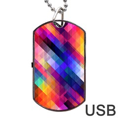 Abstract Background Colorful Pattern Dog Tag Usb Flash (one Side) by Bajindul