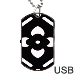 Pattern Flower Black Dog Tag Usb Flash (one Side) by Bajindul