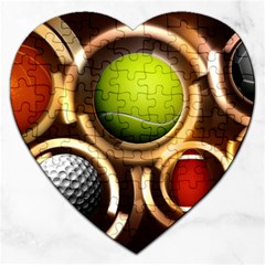 Sport Ball Tennis Golf Football Jigsaw Puzzle (heart) by Bajindul