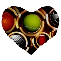 Sport Ball Tennis Golf Football Large 19  Premium Flano Heart Shape Cushions by Bajindul