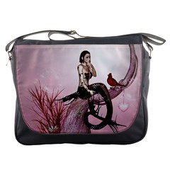 Wonderful Dark Mermaid Sitting On A Tree Messenger Bag by FantasyWorld7