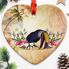 Funny Coutan With Flowers Heart Ornament (two Sides) by FantasyWorld7