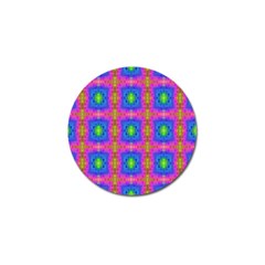 Groovy Pink Blue Yellow Square Pattern Golf Ball Marker (4 Pack) by BrightVibesDesign