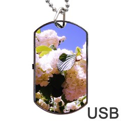 Pink Snowball Branch  Dog Tag Usb Flash (two Sides) by okhismakingart