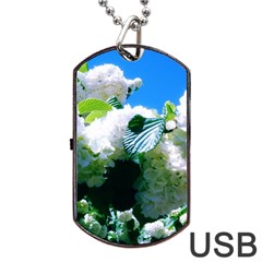 Blue Snowball Branch Dog Tag Usb Flash (two Sides) by okhismakingart