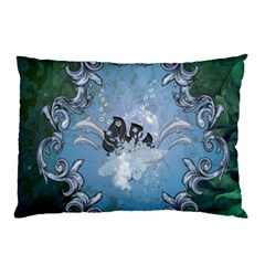 Surfboard With Dolphin Pillow Case by FantasyWorld7