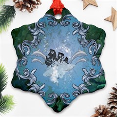 Surfboard With Dolphin Ornament (snowflake) by FantasyWorld7