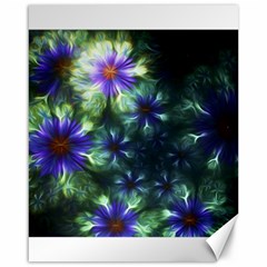 Fractal Painting Blue Floral Canvas 16  X 20  by Pakrebo