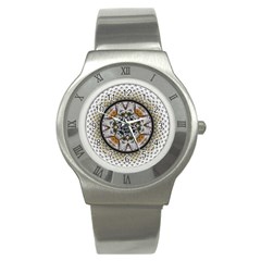 Medallion Fractal Digital Art Stainless Steel Watch by Pakrebo