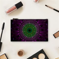 Purple Mandala Fractal Glass Cosmetic Bag (small) by Pakrebo