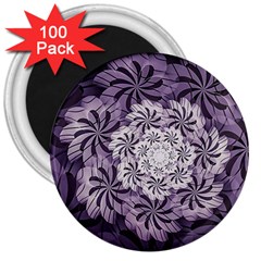 Fractal Floral Striped Lavender 3  Magnets (100 Pack) by Pakrebo