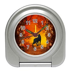 Wonderful Wolf In The Night Travel Alarm Clock by FantasyWorld7