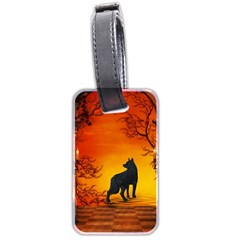 Wonderful Wolf In The Night Luggage Tag (two Sides) by FantasyWorld7