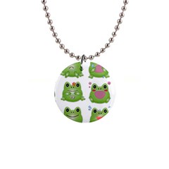 Kawaii Frog Rainy Season Japanese 1  Button Necklace by Pakrebo