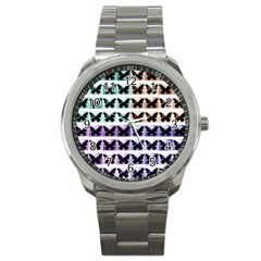 Seamless Wallpaper Butterfly Pattern Sport Metal Watch by Pakrebo